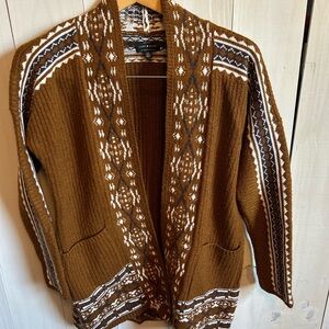 Lucky Brand Brown and White Knit Cardigan